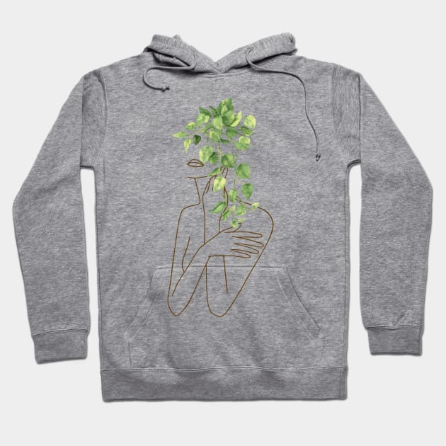 Floral Woman Line Art Hoodie by jobieh shop